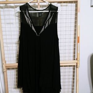 Black Tunic With layered hem and Silver design